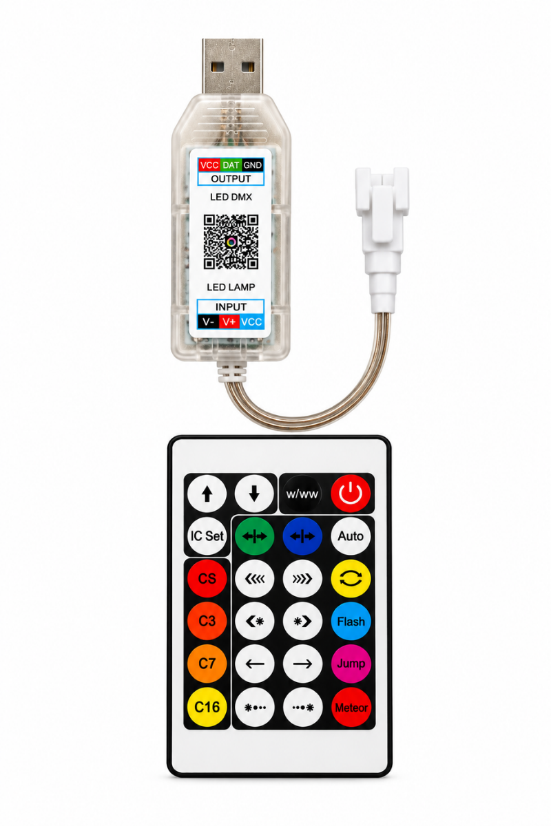 5V USB Girişli Bluetooth Kontrollü Pixel LED Kontrol Devresi WS2812B