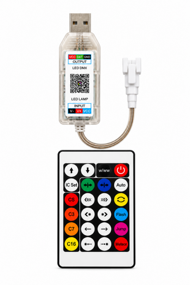 5V USB Girişli Bluetooth Kontrollü Pixel LED Kontrol Devresi WS2812B