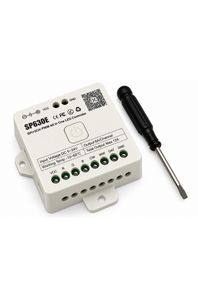 SP630E Tek Renk Pixel Şerit Led Kontrol Cihazı 12-24V Duvar Tipi Led Denetleyici