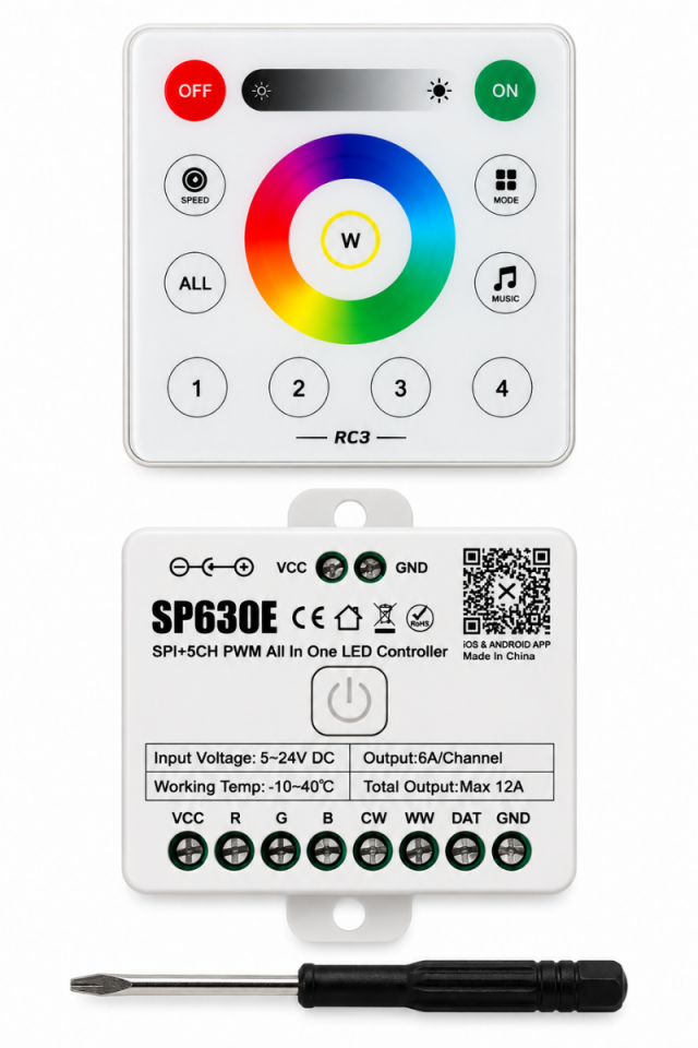 SP630E 12-24V Duvar Tipi Rgb Pixel Şerit Led Kontrol Cihazı