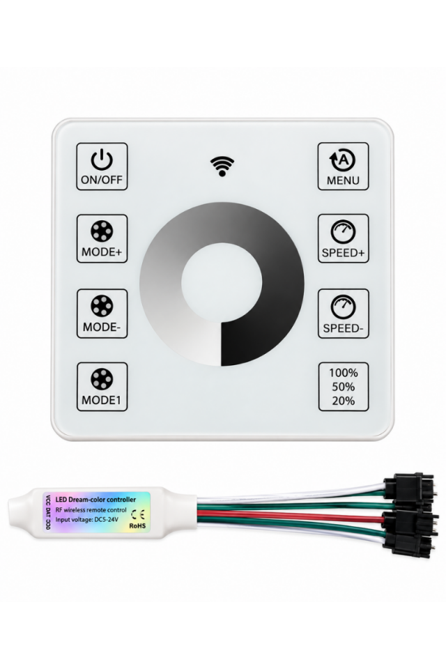 5-24V WS2811 Tek Renk Pixel Şerit Led Kontrol Cihazı Duvar Tipi Kablosuz 4 Çıkışlı